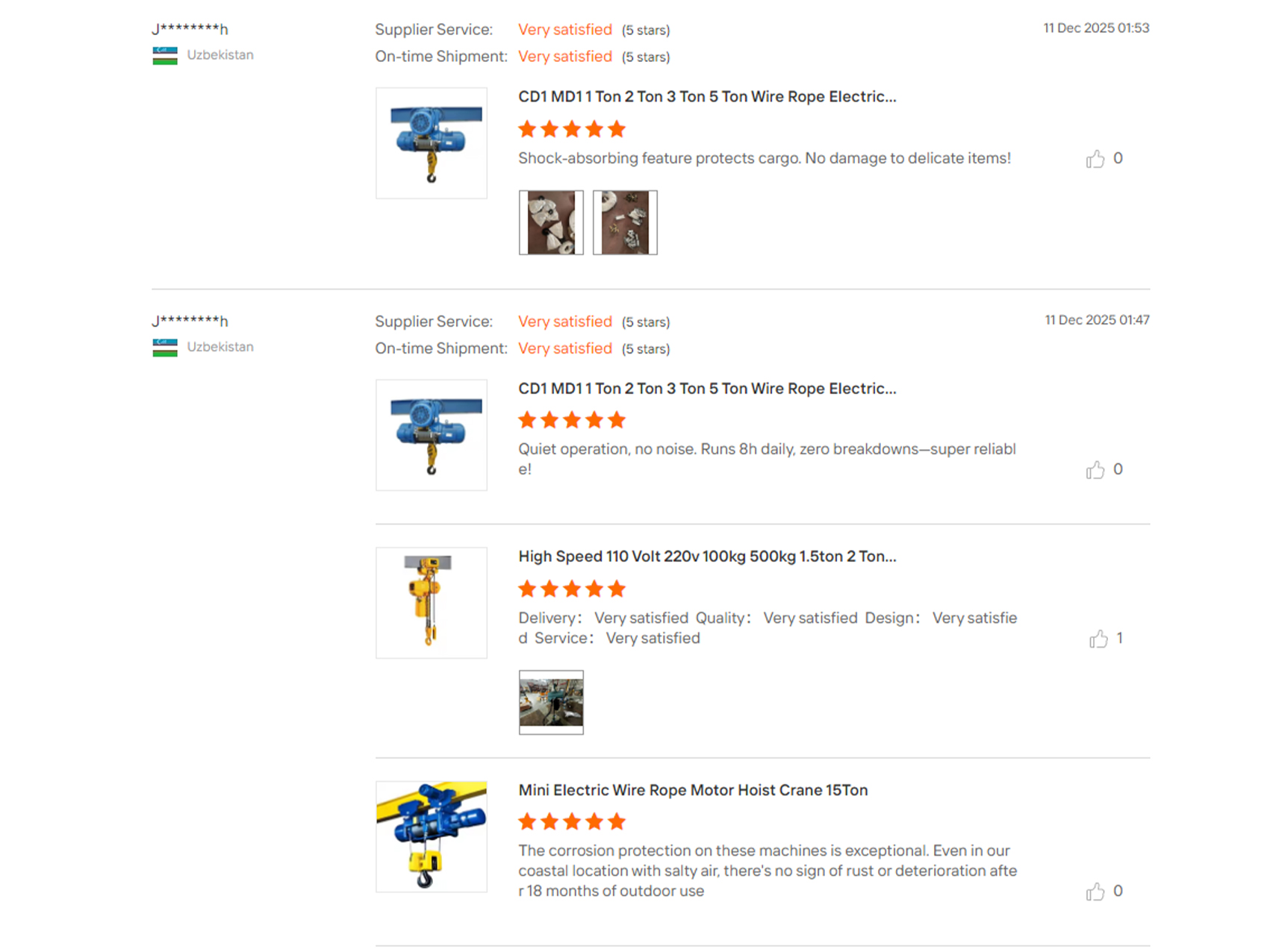 Hoists Client Feedback